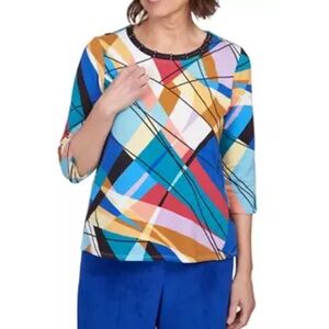 NEW ALFRED DUNNER Women's Classics Abstract Top size: L